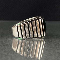 Emerald Stone 925 Sterling Silver Handmade Men Ring