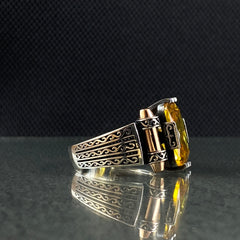 Citrine Gemstone 925 Silver Men Ring