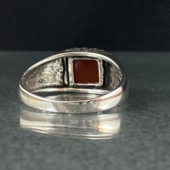 Red Agate Stone 925 Sterling Silver Handmade Men Ring