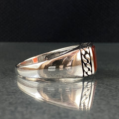 Red Agate Stone 925 Sterling Silver Handmade Men Ring