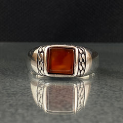 Red Agate Stone 925 Sterling Silver Handmade Men Ring