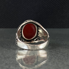 Red Agate Stone 925 Sterling Silver Handmade Men Ring