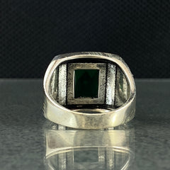 Anillo de plata maciza de piedra esmeralda 925, anillo de piedra preciosa esmeralda verde 