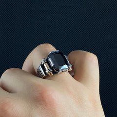 Onyx Gemstone 925 Solid Silver Men Ring