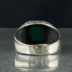 Anillo de plata maciza de piedra esmeralda 925, anillo de piedra preciosa esmeralda verde 