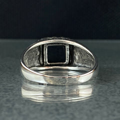 Minimalist Pinky 925 Sterling Silver Black Onyx Stone Men Ring