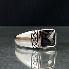 Minimalist Pinky 925 Sterling Silver Black Onyx Stone Men Ring