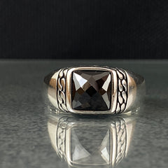 Minimalist Pinky 925 Sterling Silver Black Onyx Stone Men Ring