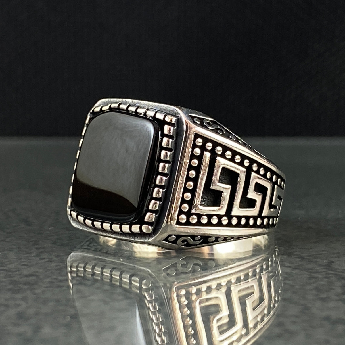 Black Onyx Stone 925 Solid Silver Handmade Men Ring