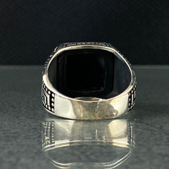 Black Onyx Stone 925 Solid Silver Handmade Men Ring