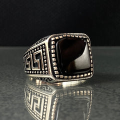 Black Onyx Stone 925 Solid Silver Handmade Men Ring