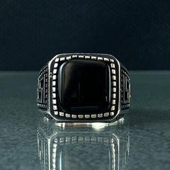 Black Onyx Stone 925 Solid Silver Handmade Men Ring