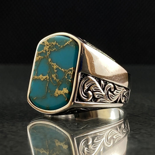 925 Silver Turquoise Stone Men Ring