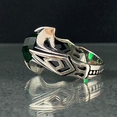 Original Emerald Stone 925 Sterling Silver Handmade Men Ring