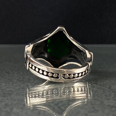 Anillo de plata maciza de piedra esmeralda 925, anillo de piedra preciosa esmeralda verde 