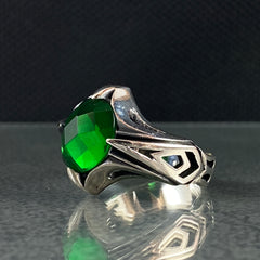 Original Emerald Stone 925 Sterling Silver Handmade Men Ring