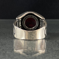 Red Rolex Ruby Stone 925 Sterling Silver Men Ring