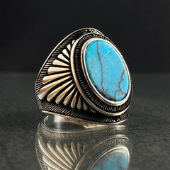 925 Silver Turquoise Stone Men Ring