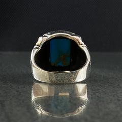 Turquoise 925 Silver Blue Stone Men Ring