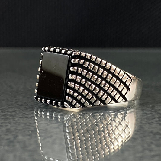 Black Onyx Stone 925 Sterling Silver Men Handmade Ring