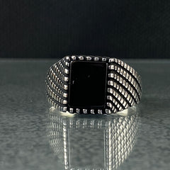 Black Onyx Stone 925 Sterling Silver Men Handmade Ring