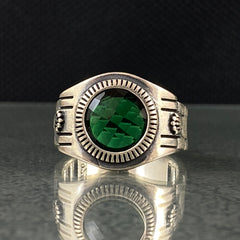 Anillo de plata maciza de piedra esmeralda 925, anillo de piedra preciosa esmeralda verde 