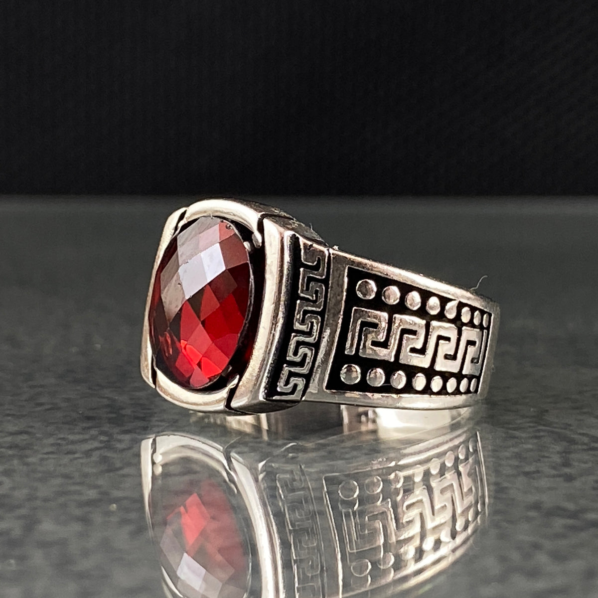 Minimalist Original Ruby Stone 925 Sterling Silver Handmade Men Ring