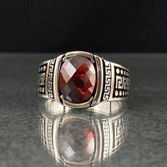 Minimalist Original Ruby Stone 925 Sterling Silver Handmade Men Ring