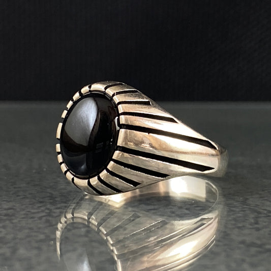 Onyx Stone Minimalist Pinky Handmade Men Ring