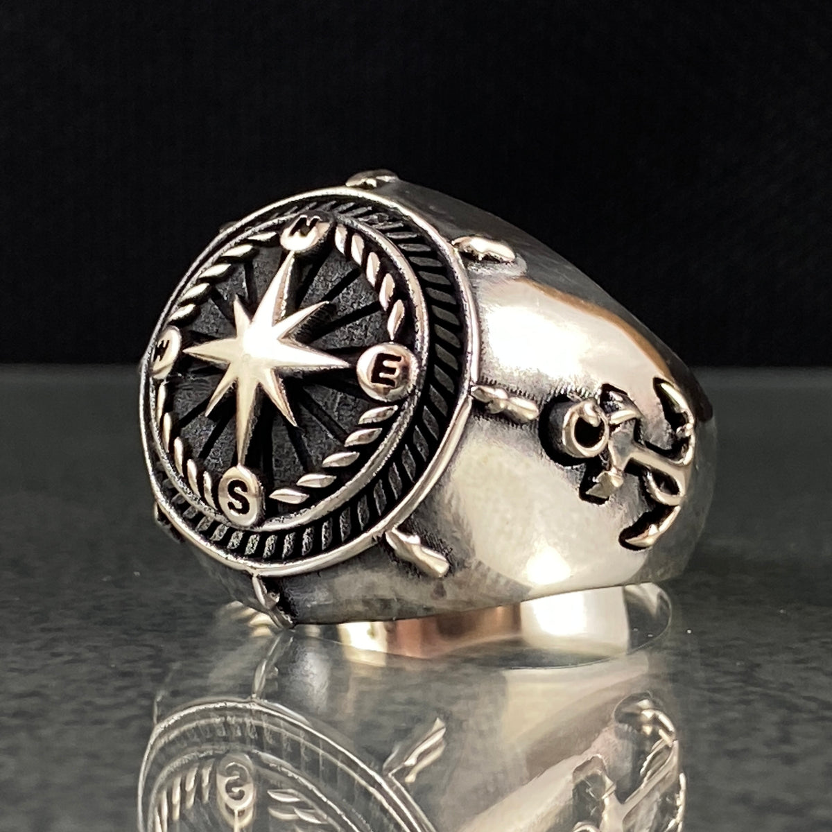 Compass 925 Sterling Silver Ring, Gift For Sailor