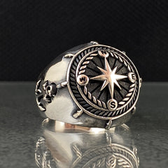 Compass 925 Sterling Silver Ring, Gift For Sailor