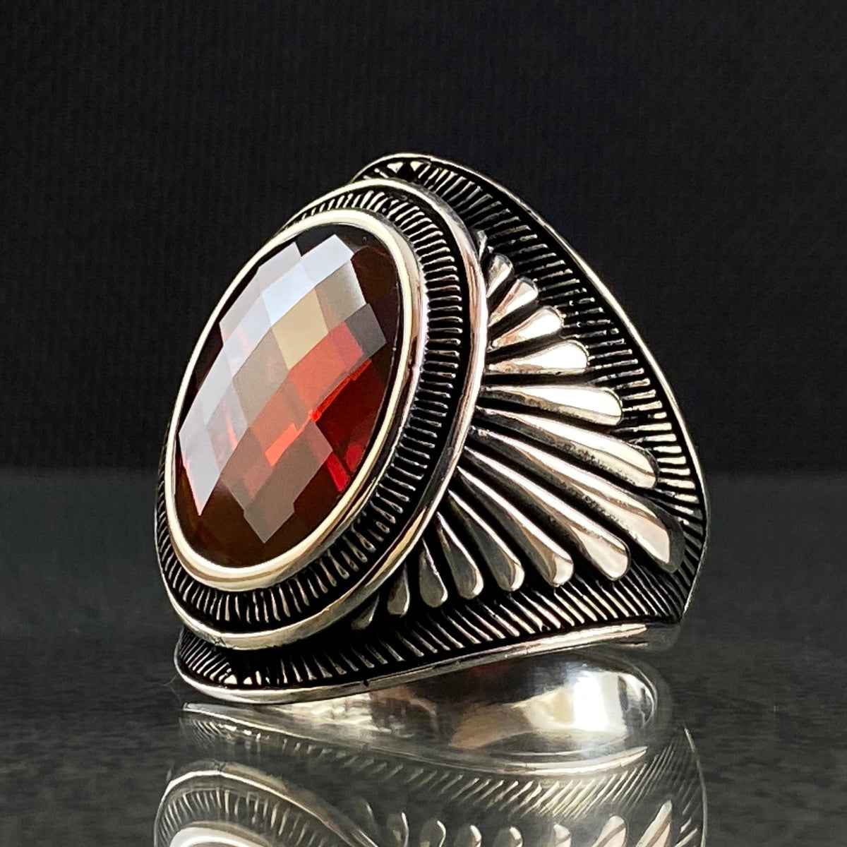 Ruby Gemstone 925 Silver Men Ring