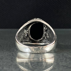 Classic Black Onyx Stone 925 Sterling Silver Men Handmade Ring