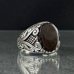 Classic Black Onyx Stone 925 Sterling Silver Men Handmade Ring