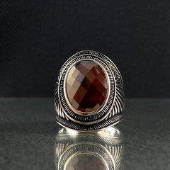 Ruby Gemstone 925 Silver Men Ring