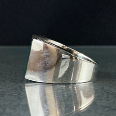 Green Agate Stone 925 Sterling Silver Handmade Men Ring