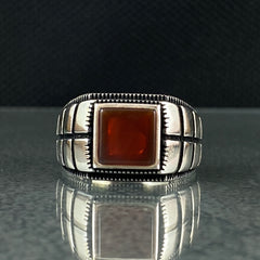 Agate Stone 925 Sterling Silver Men Handmade Ring