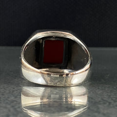 Red Agate 925 Sterling Silver Men Handmade Ring