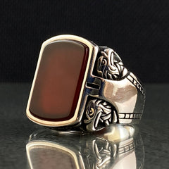 Eagle 925 Silver Agate Stone Men Ring