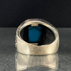 Blue Turquoise Original 925 Solid Silver Handmade Men Ring