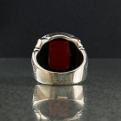 Eagle 925 Silver Agate Stone Men Ring