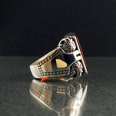 Eagle 925 Silver Agate Stone Men Ring