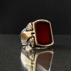 Eagle 925 Silver Agate Stone Men Ring