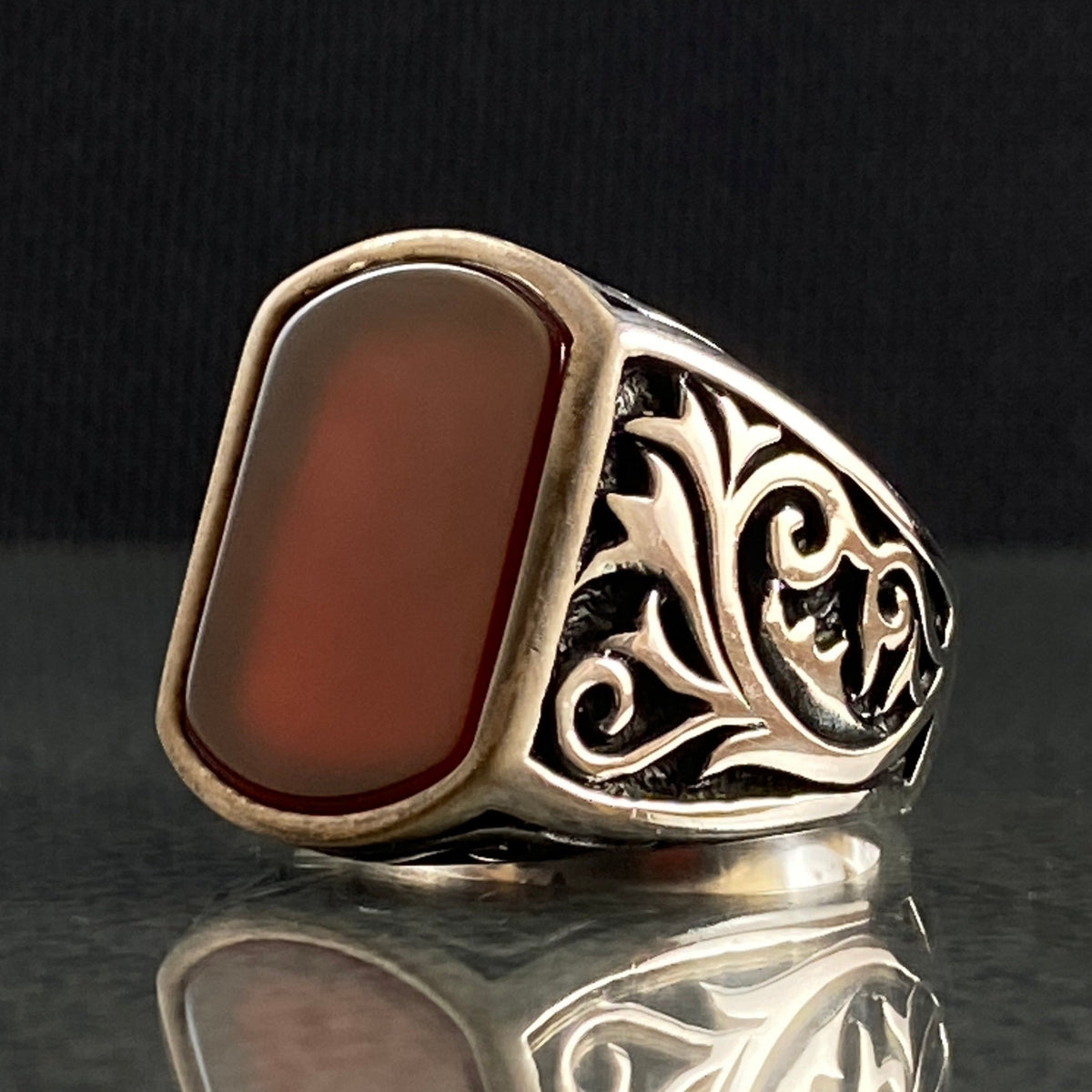 Agate Gemstone 925 Silver Men Ring