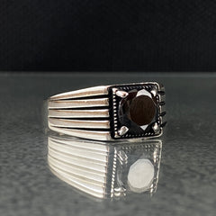 Minimalist Pinky Black Onyx Stone 925 Sterling Silver Handmade Men Ring