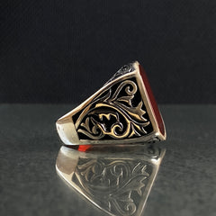 Agate Gemstone 925 Silver Men Ring