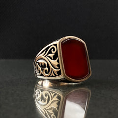 Agate Gemstone 925 Silver Men Ring