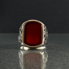 Agate Gemstone 925 Silver Men Ring