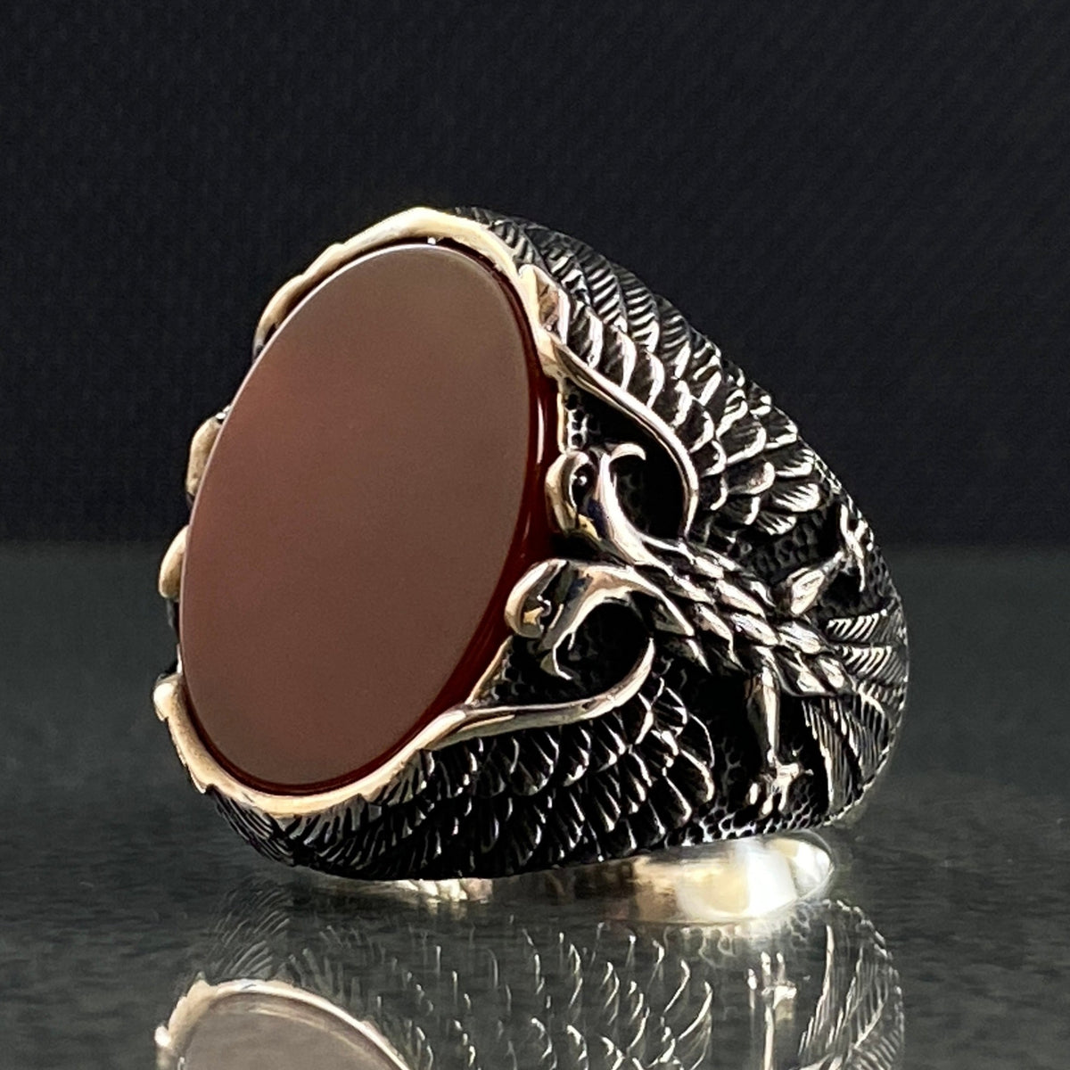 Albanian Eagle Double Head Eagle 925 Solid Silver Ring