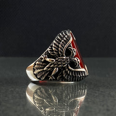 Albanian Eagle Double Head Eagle 925 Solid Silver Ring